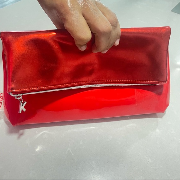 KENZO RED SHINNY MINI BAG POUCH MAKEUP BAG PURSE - Picture 13 of 13